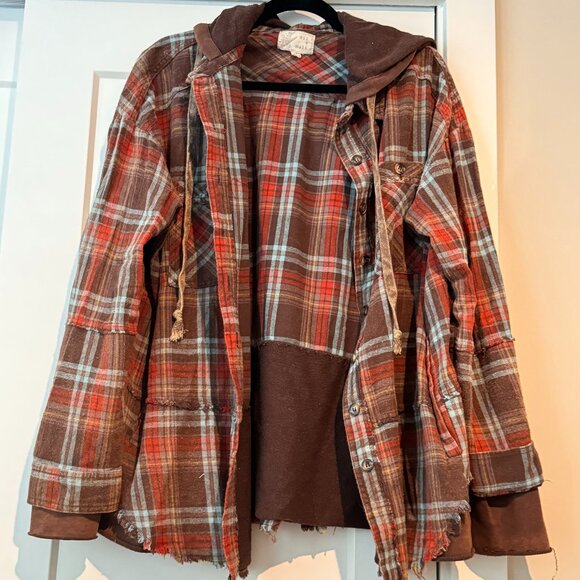 Oli & Hali Tops - Oli & Hali Layered Flannel Hoodie